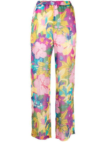 Floral-Print Wide-Leg Trousers
