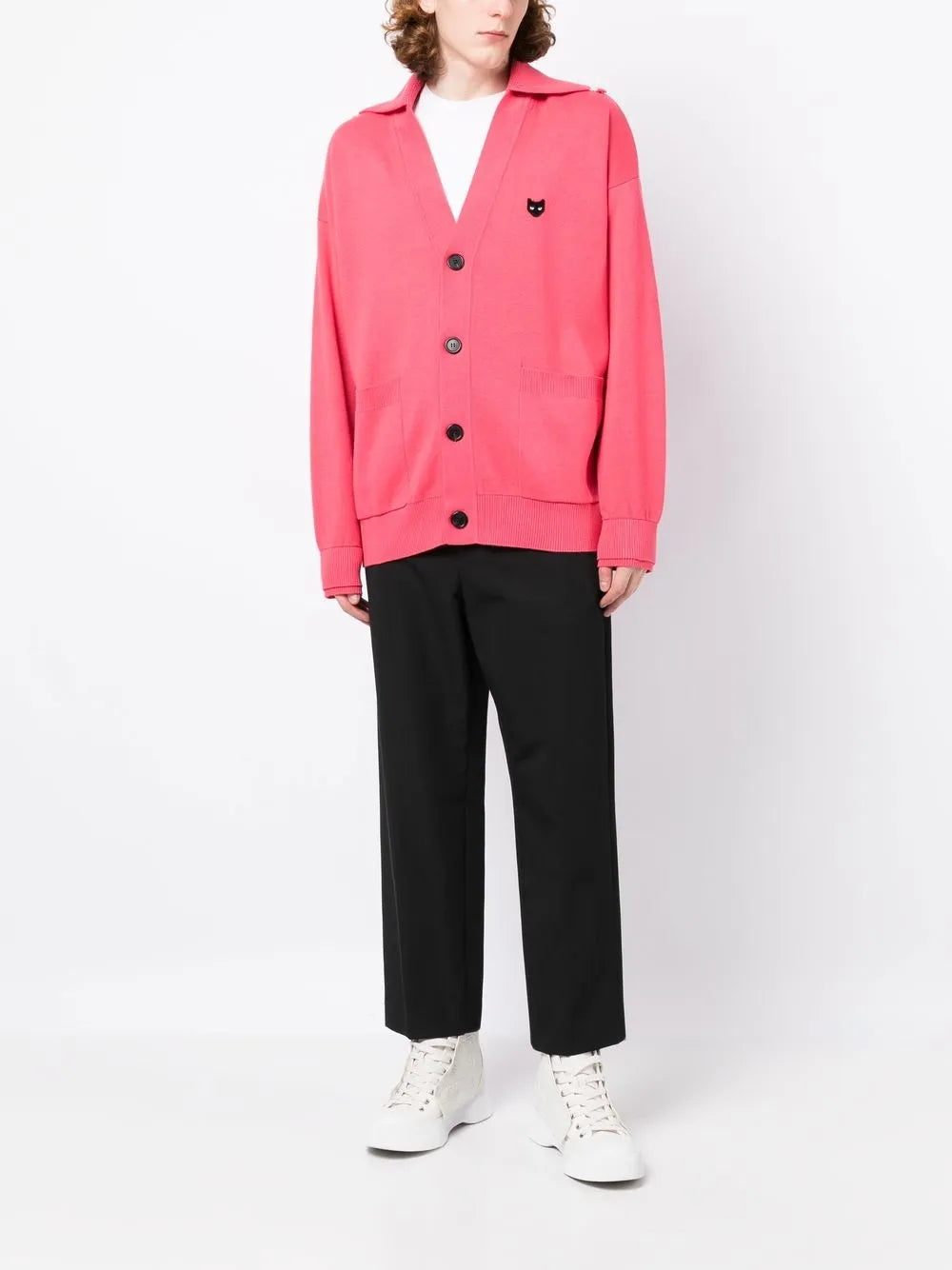 V-Neck Logo-Patch Cardigan