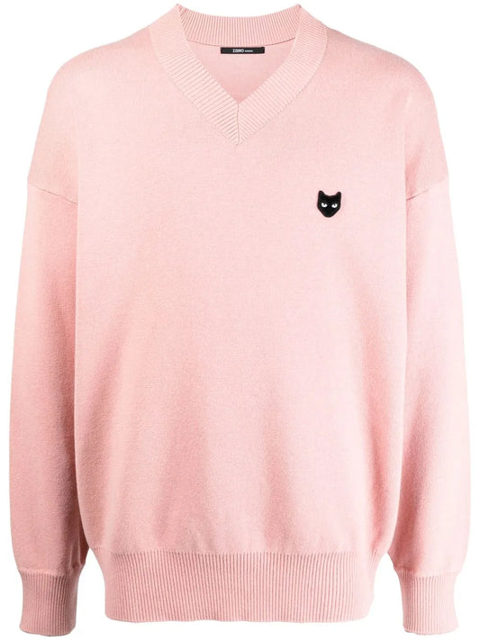 Panther-Patch V-Neck Jumper
