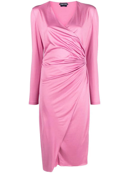 Ruched Wrap Midi Dress