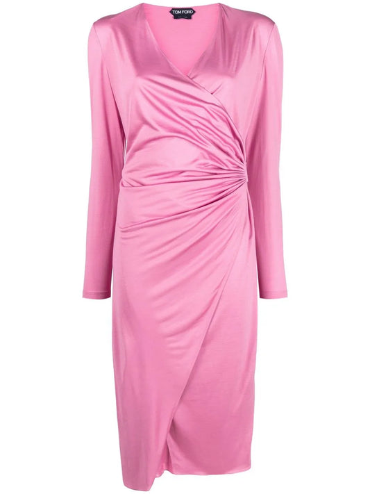 Ruched Wrap Midi Dress