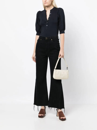 Button-Up Puff Sleeves Top