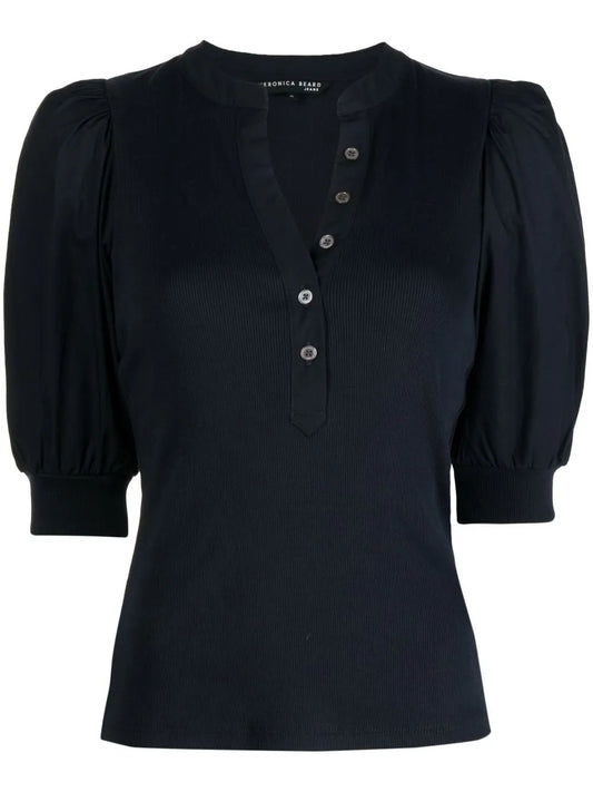 Button-Up Puff Sleeves Top