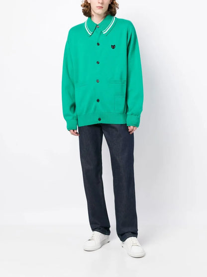 Logo-Patch Crew-Neck Cardigan