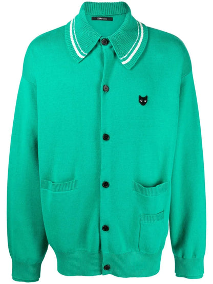 Logo-Patch Crew-Neck Cardigan