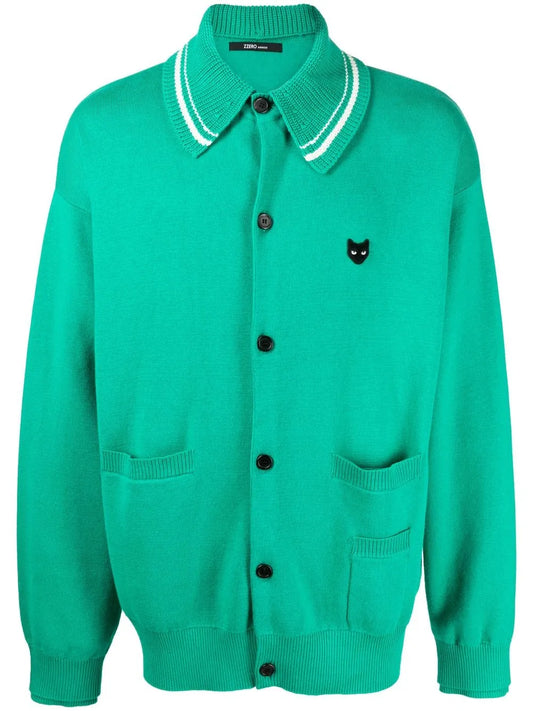 Logo-Patch Crew-Neck Cardigan