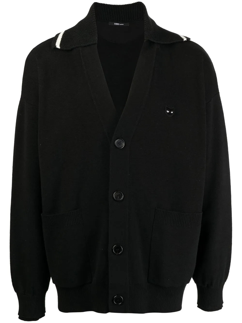 V-Neck Logo-Patch Cardigan