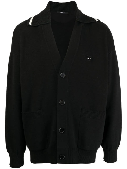 V-Neck Logo-Patch Cardigan