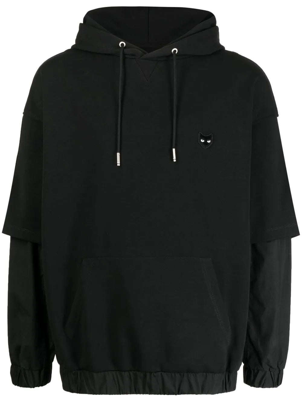 Layered-Effect Logo-Patch Hoodie