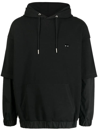 Layered-Effect Logo-Patch Hoodie
