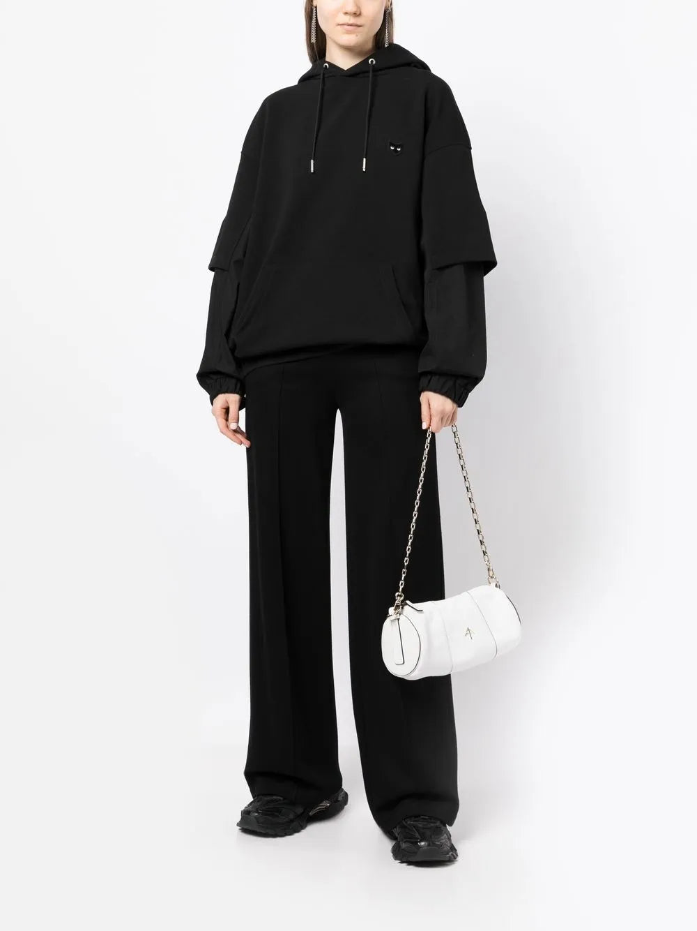 Layered-Effect Logo-Patch Hoodie
