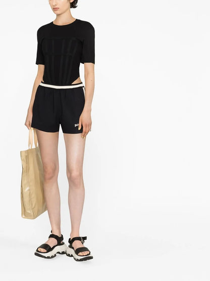 Logo-Print Stripe-Detail Shorts