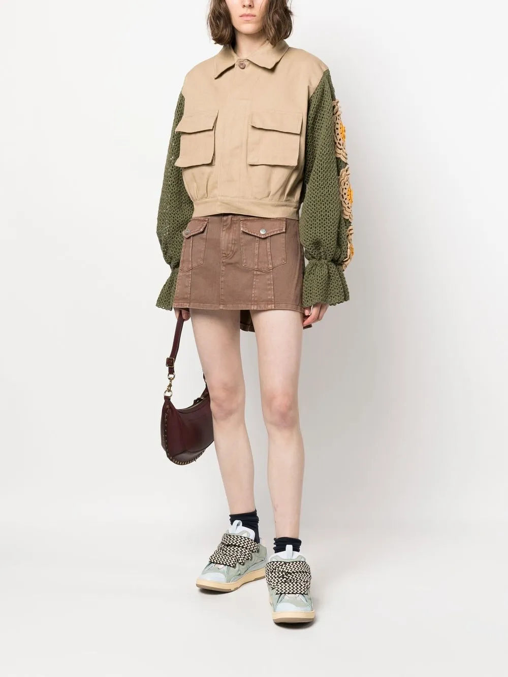 Knit-Sleeve Cropped Jacket