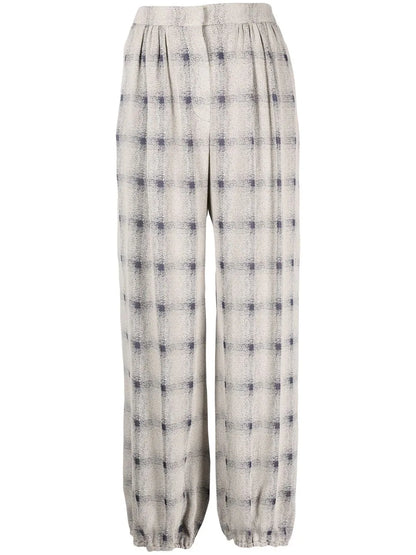 Abstract-Check Print Trousers
