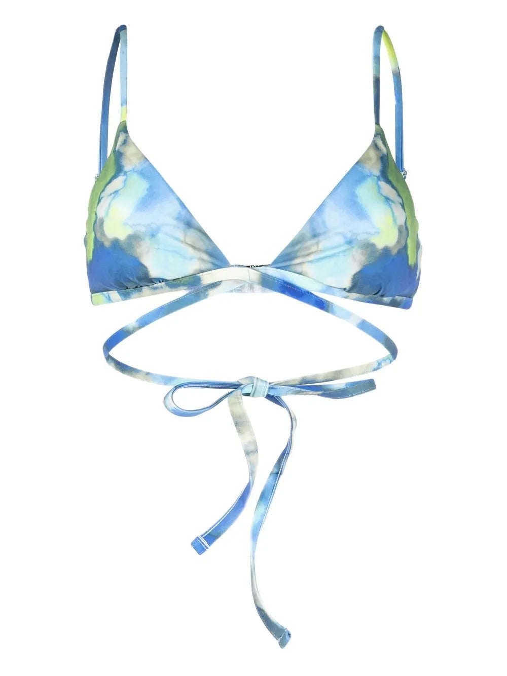Watercolour-Print Triangle Bikini Top