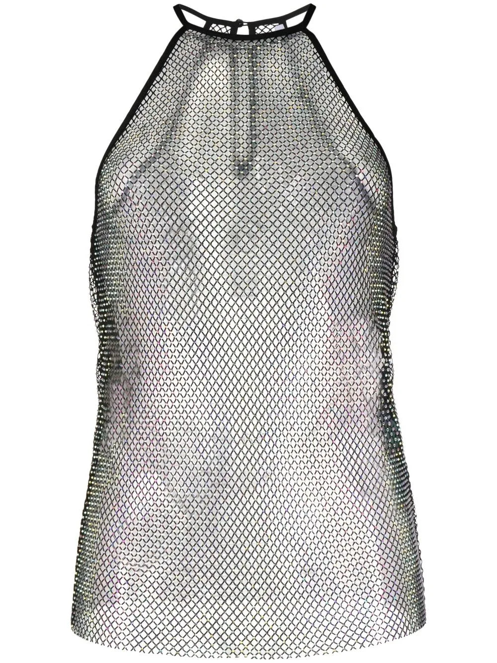 Crystal-Embellished Mesh Top