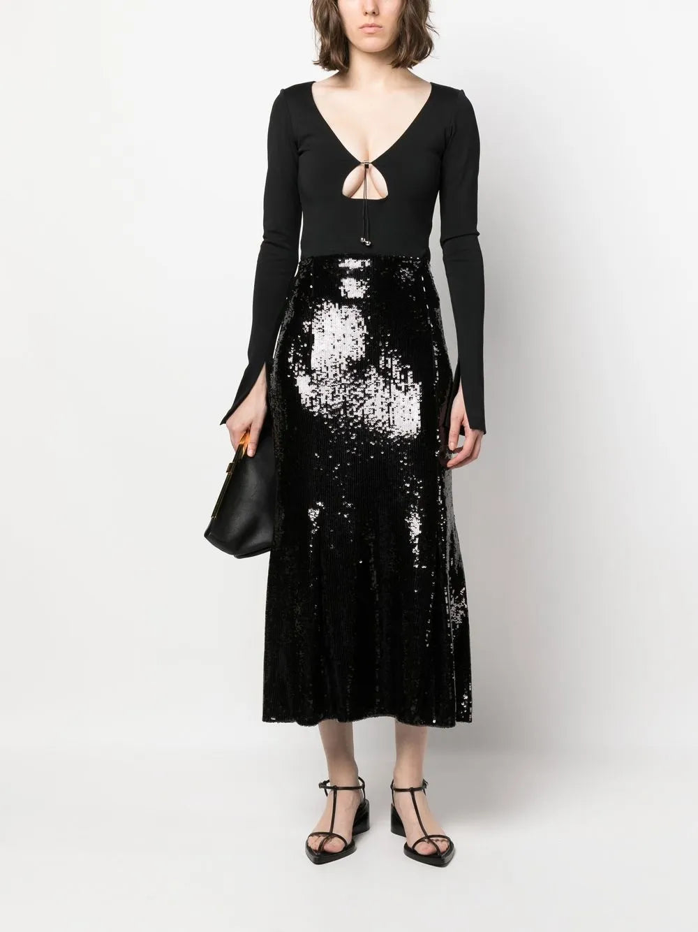 Levine High-Waisted Sequin Skirt