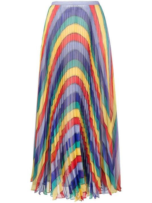 Wave Print Pleated Skirt