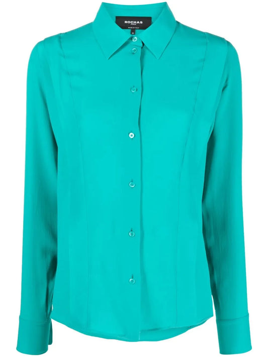 Pointed Collar Buttoned Shirt