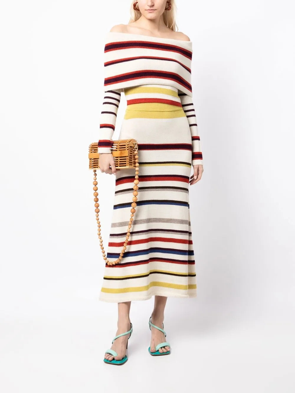 Striped Knit Midi Skirt