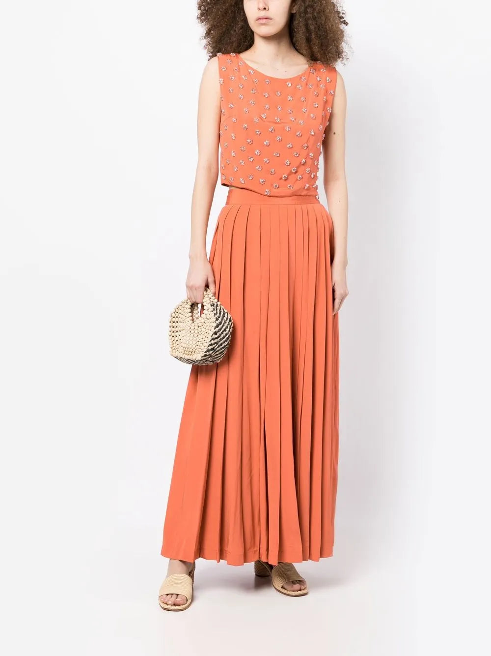 Bead-Embellished Cropped Top