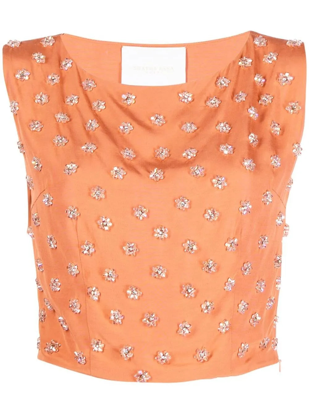 Bead-Embellished Cropped Top