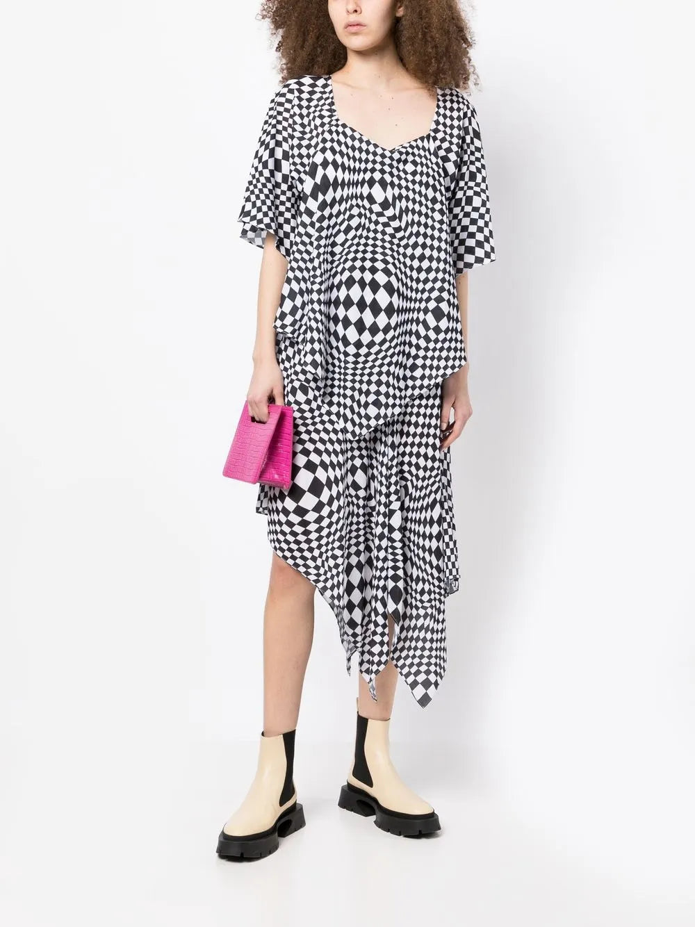 Geometric-Print Asymmetric Dress