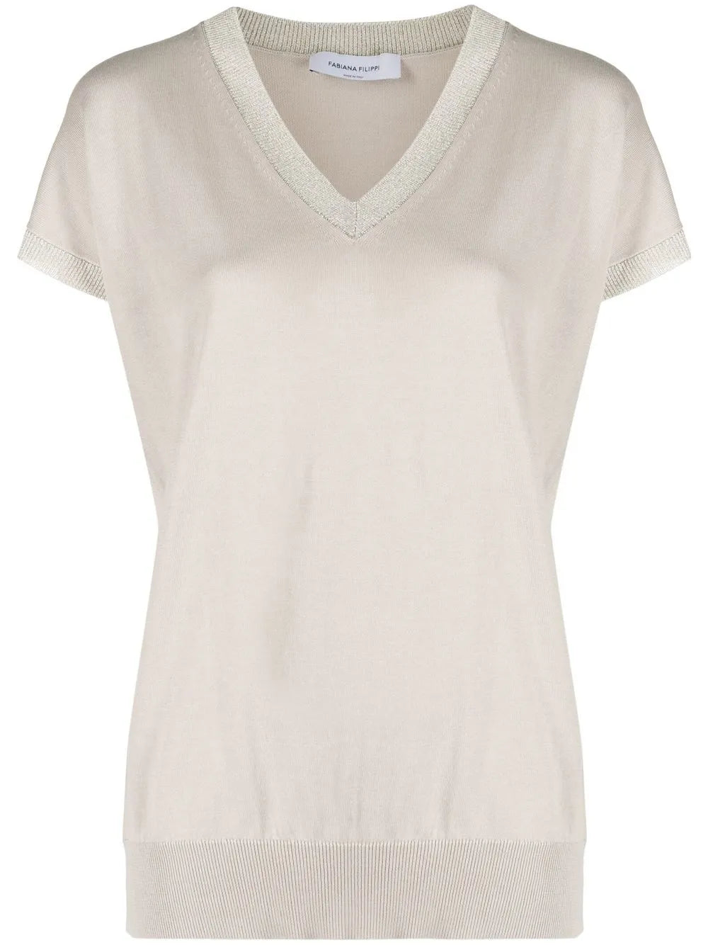 V-Neck Fine-Knit Top