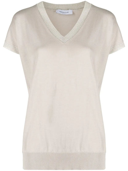 V-Neck Fine-Knit Top