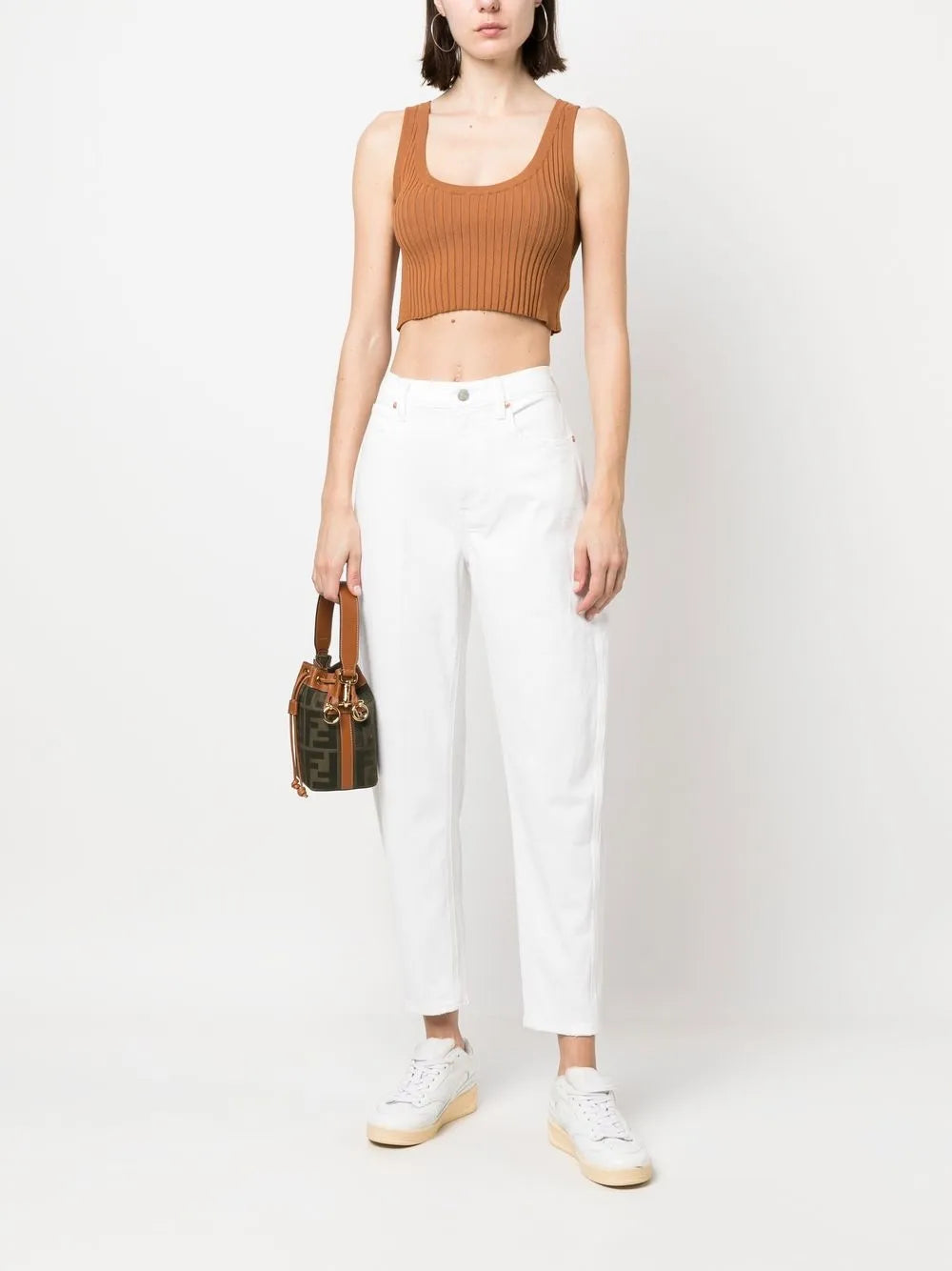 High-Waisted Cotton Jeans