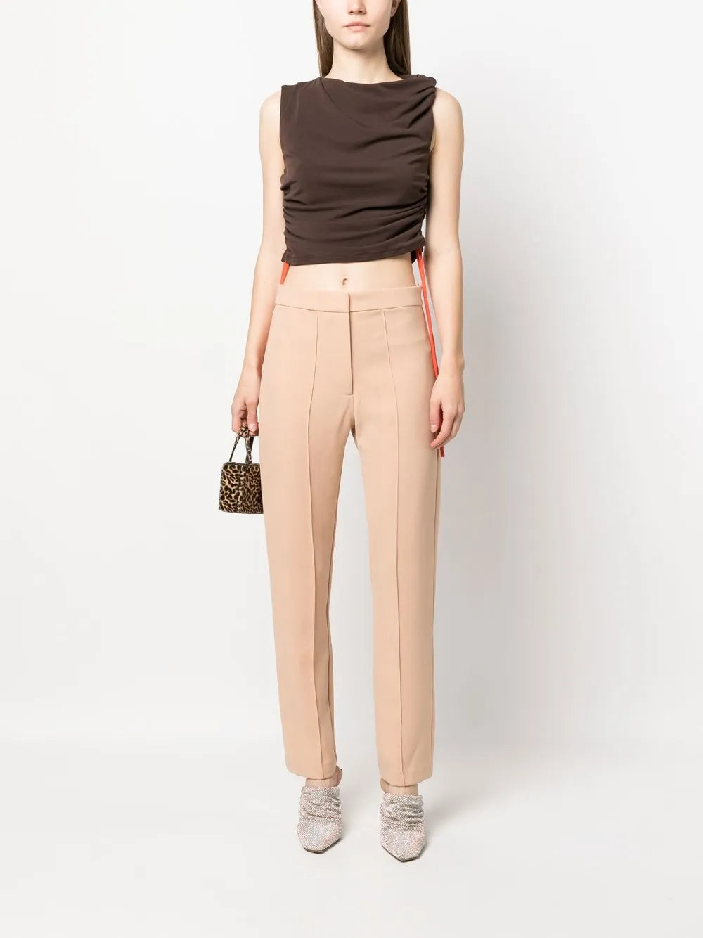 Pleat-Detail Straight-Leg Trousers