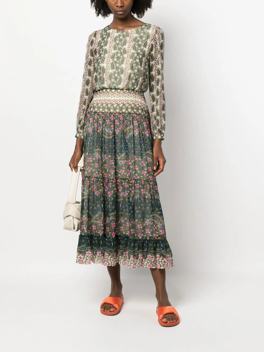 Graphic-Print Long-Sleeve Dress