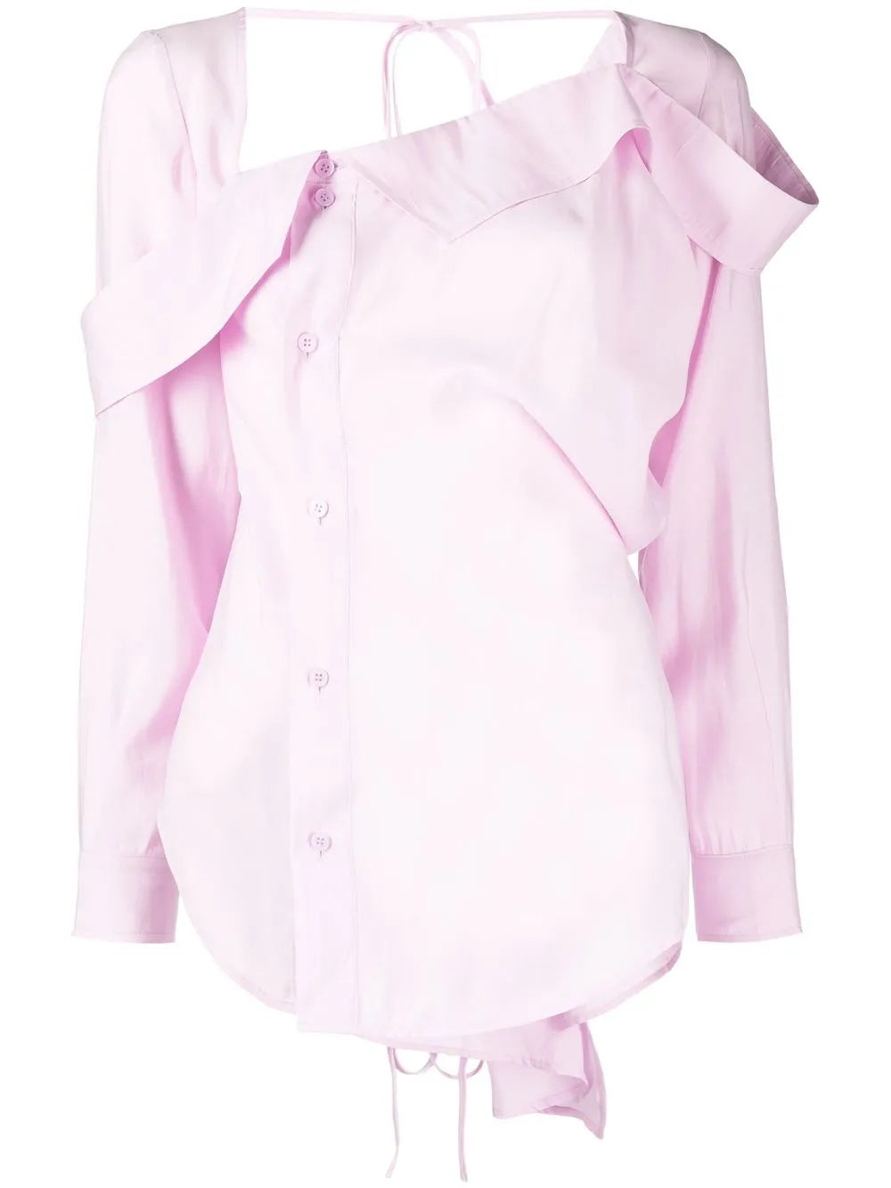 Asymmetric-Neck Button-Up Shirt