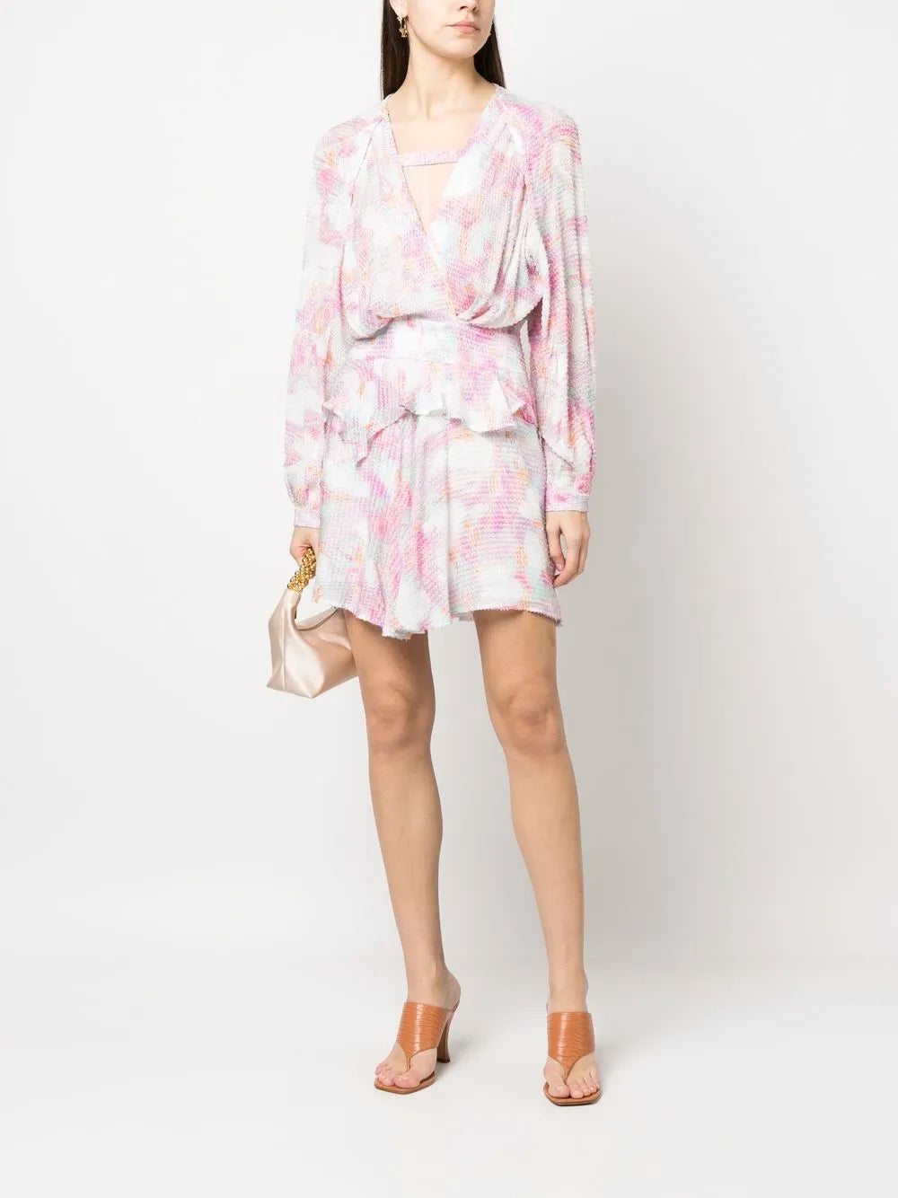 Textured-Finish Floral-Print Dress