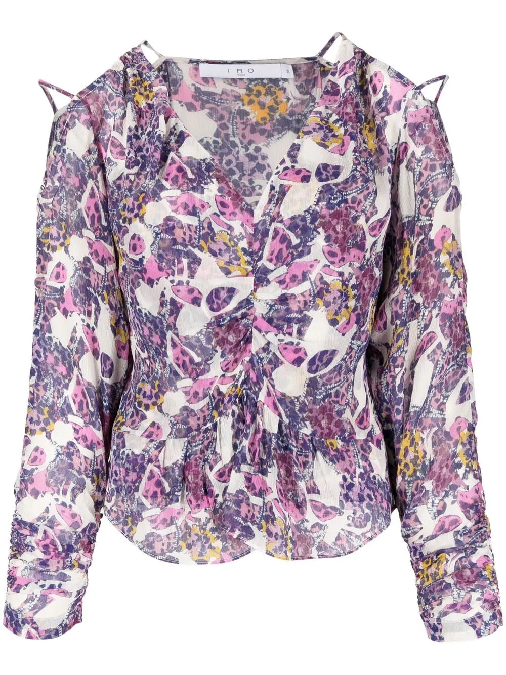 Graphic-Print Cold-Shoulder Blouse