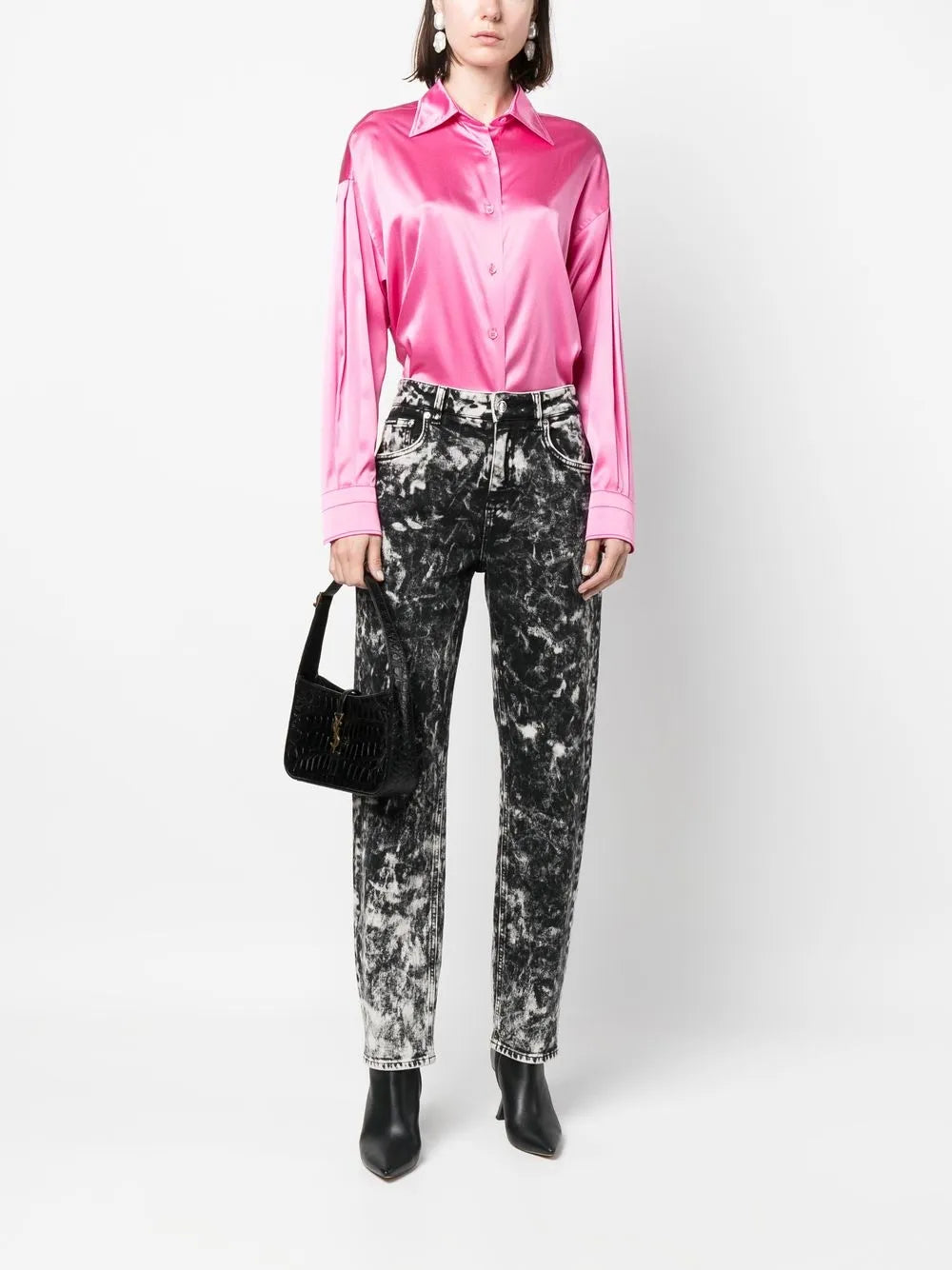 Pointed-Collar Button-Up Shirt