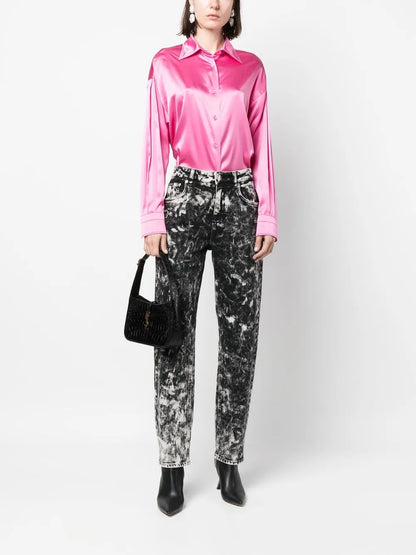 Pointed-Collar Button-Up Shirt