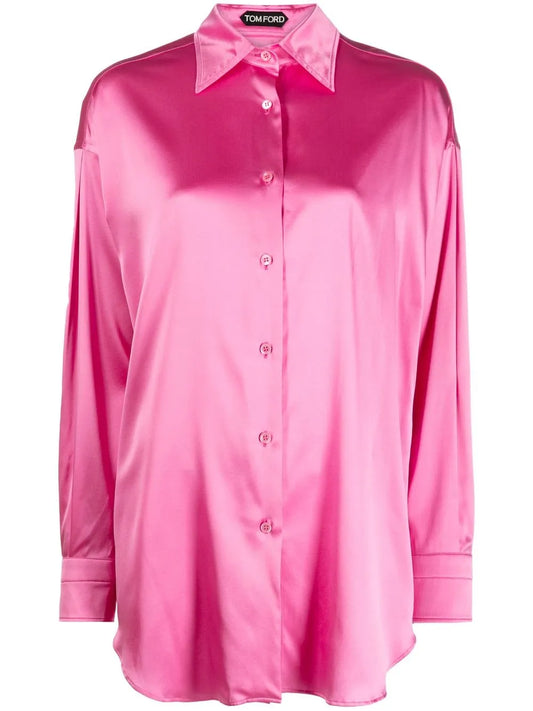 Pointed-Collar Button-Up Shirt