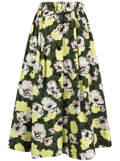 Hibiscus Camouflage-Print Skirt