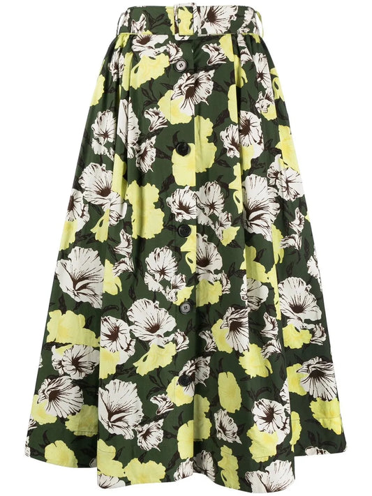 Hibiscus Camouflage-Print Skirt