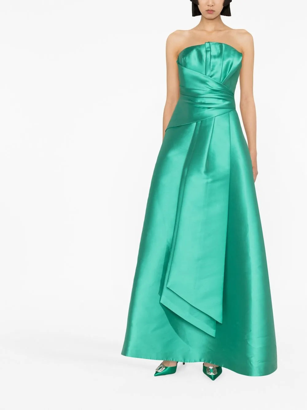 Gathered-Detail Strapless Gown