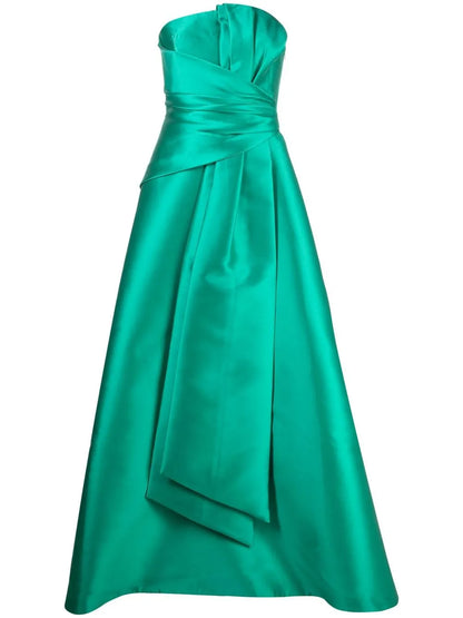 Gathered-Detail Strapless Gown