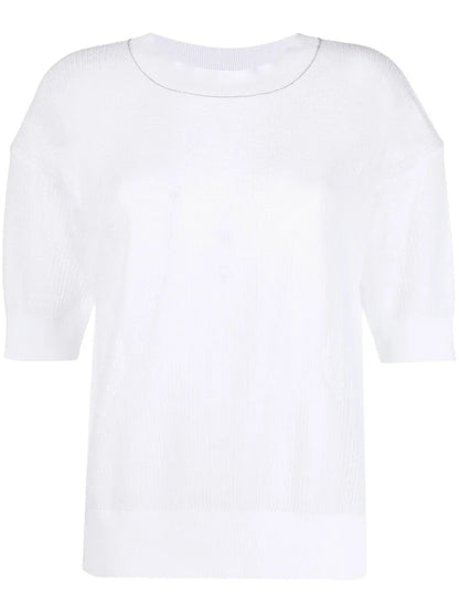 Semi-Sheer Knitted T-Shirt