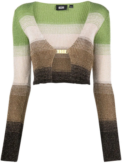 Degradé-Effect Lurex Cropped Cardigan