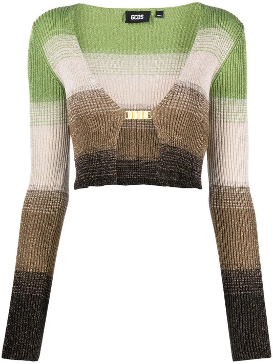 Degradé-Effect Lurex Cropped Cardigan