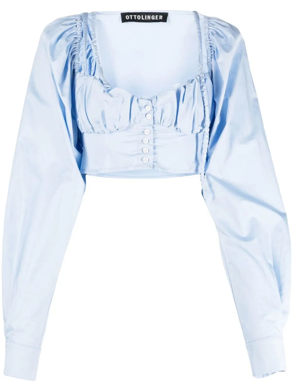Cropped Button-Fastening Blouse