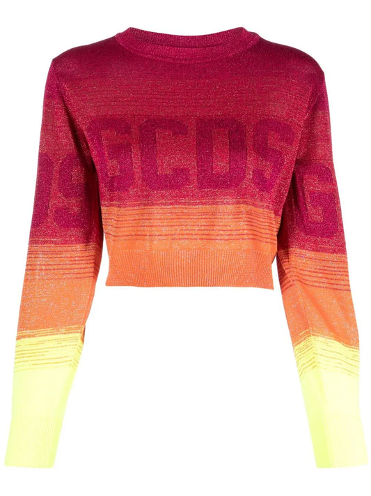 Logo-Print Ombré Cropped Jumper