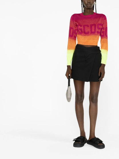 Logo-Print Ombré Cropped Jumper