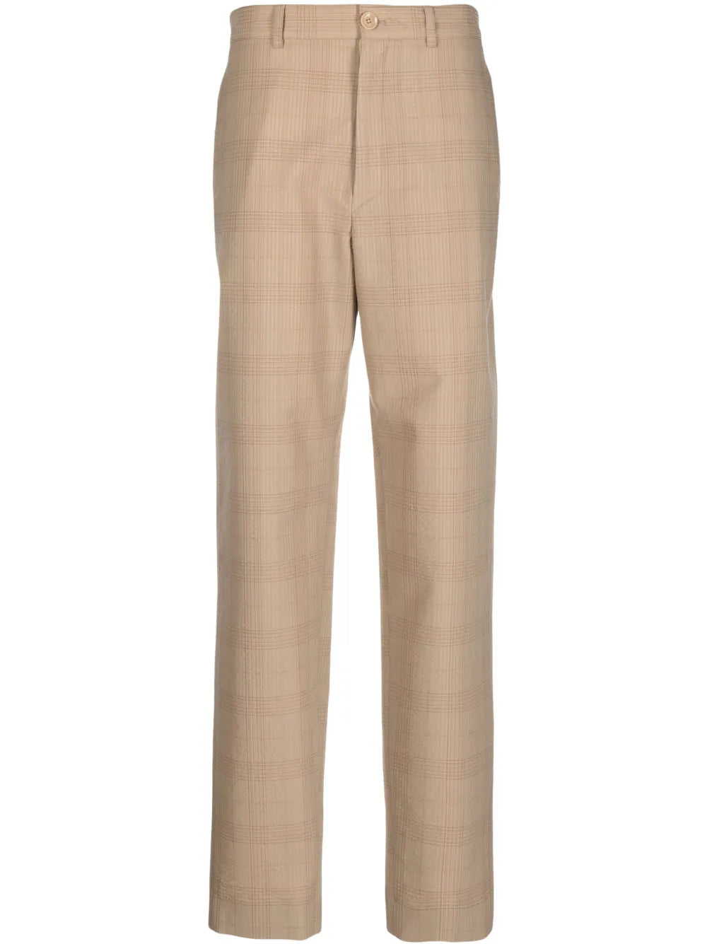 Check-Print High-Waisted Trousers