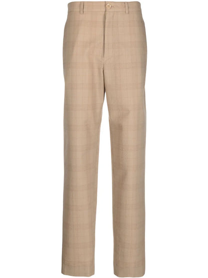 Check-Print High-Waisted Trousers